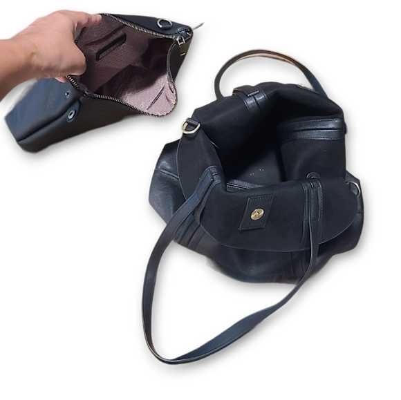 Antik Kraft Black Vegan Leather Bag Snap Closure - Picture 14 of 14